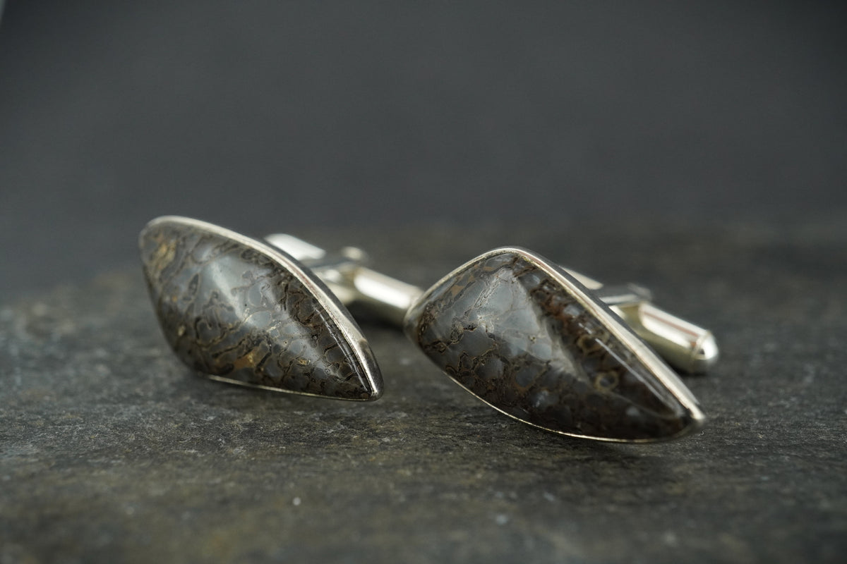 Dinosaur Bone Sterling Silver Cufflinks