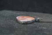 Scottish Agate Sterling Silver Hammered Pendant