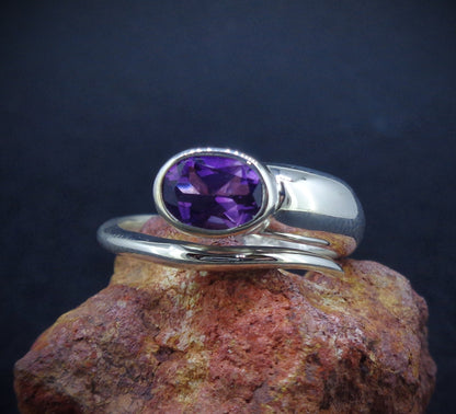 Amethyst Sterling Silver Snake Ring