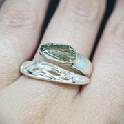 Moldavite Sterling Silver Celtic  Ring
