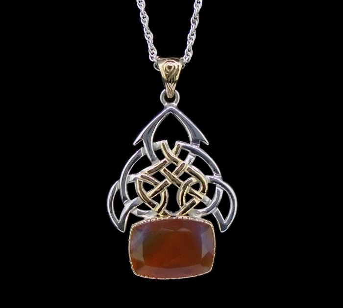 'Teine Ceilteach' Scottish Carnelian Scottish Gold & Silver Celtic Pendant