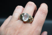 Herkimer 'Diamond', Moldavite & Diamond Ring with 18ct Gold & Sterling Silver