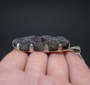 Twin Alaskan Garnets in Mica Sterling Silver Pendant
