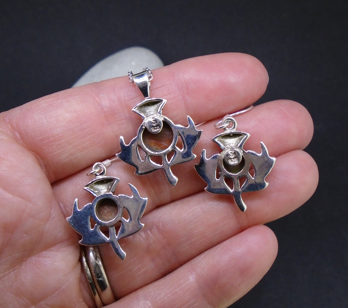Lewisian Sterling Silver Thistle Set