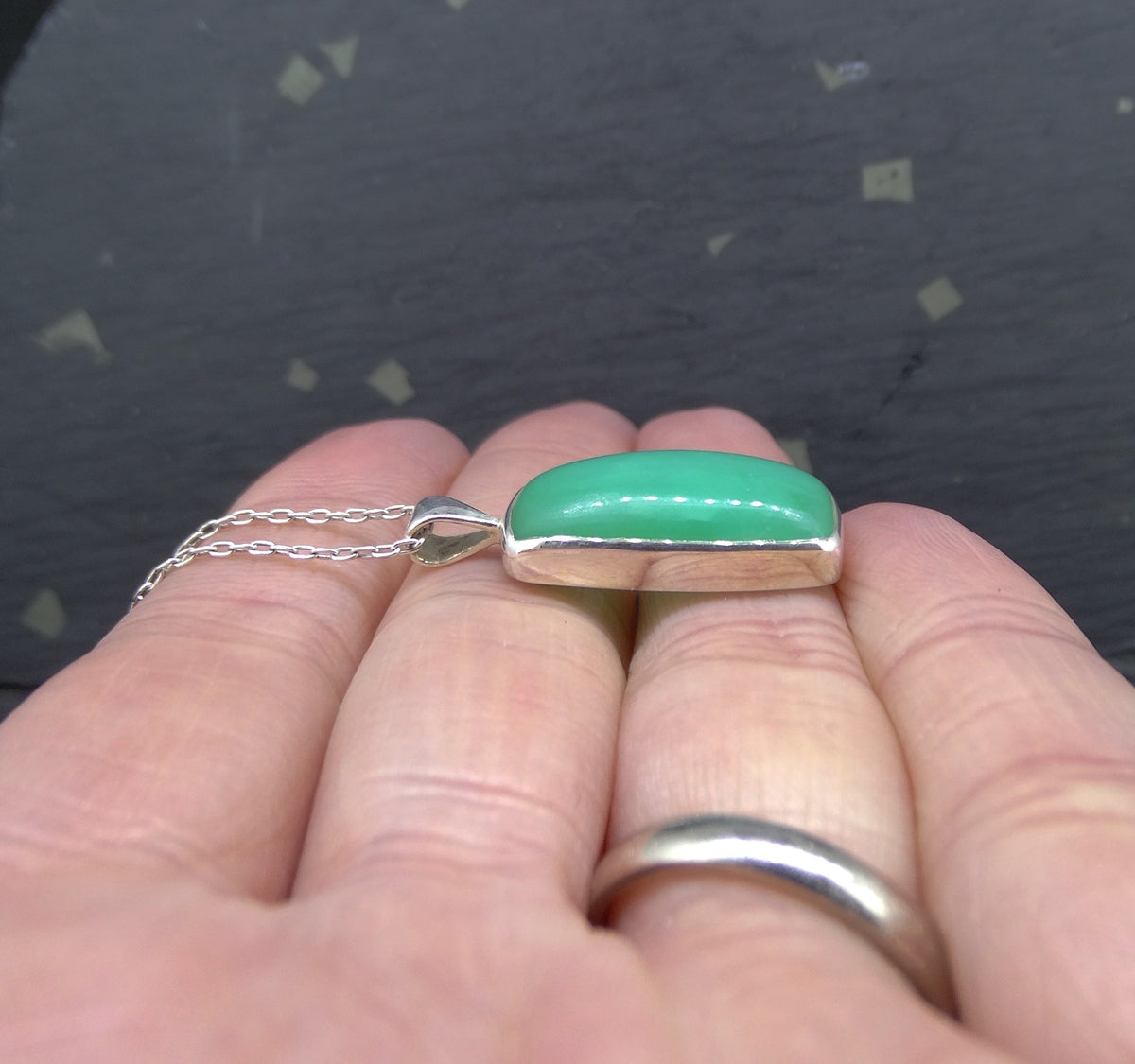 Jelly Chrysoprase Sterling Silver Pendant