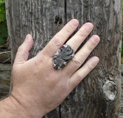 'Star-kindler' Colossal Meteorite Sterling Silver Ring