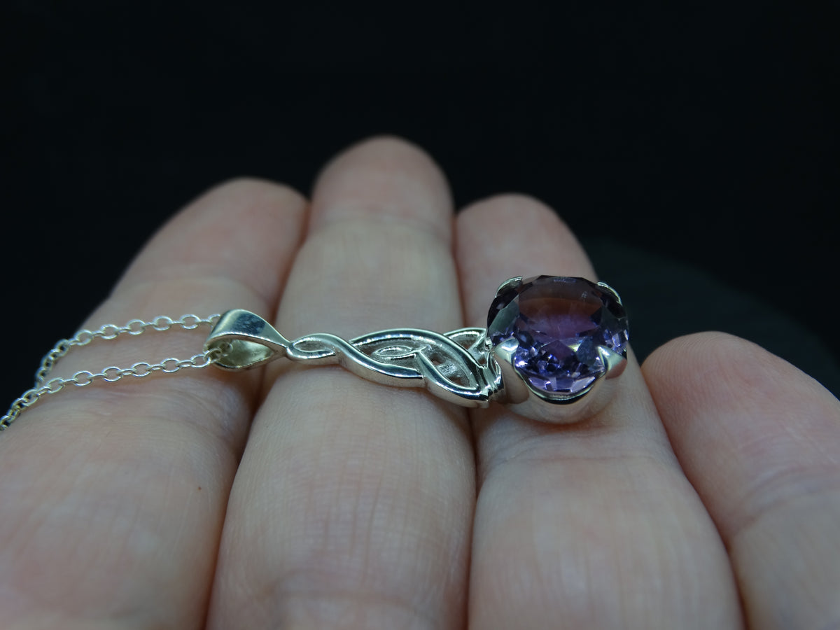 Amethyst Sterling Silver Celtic Pendant