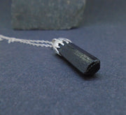 Black Tourmaline Shard Sterling Silver Pendant