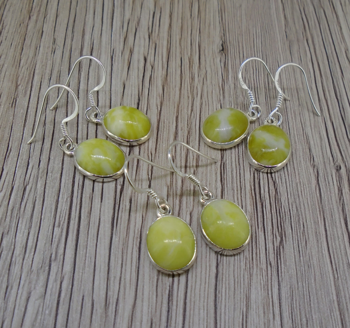 Highland Marble Oval Drop Sterling Silver Earrings