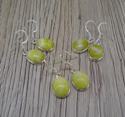 Highland Marble Oval Drop Sterling Silver Earrings