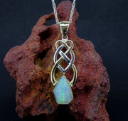 Crystal Opal Sterling Silver & 18ct Gold Pendant
