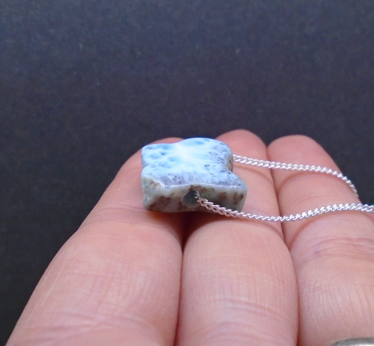Larimar Nugget with Sterling Silver Chain