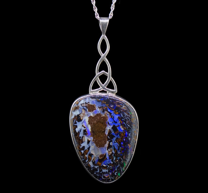 Australian Koroit Opal Sterling Silver Celtic Pendant