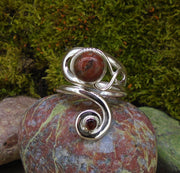 Lewisian & Garnet Celtic Twist Sterling Silver Ring