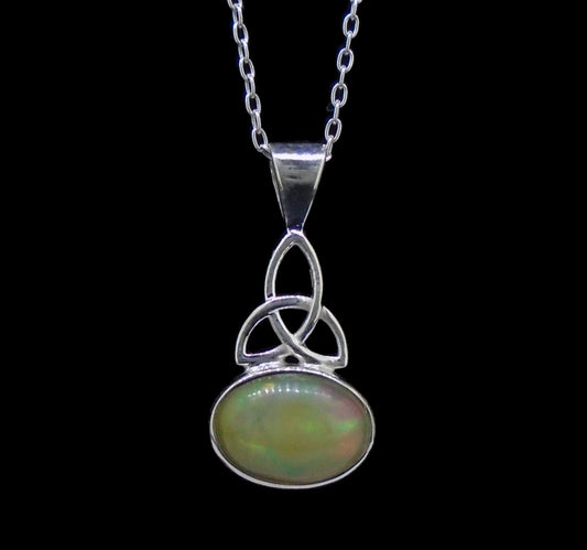 Welo Opal Sterling Silver Celtic Pendant
