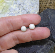 Round 6mm Iona Marble Sterling Silver Stud Earrings