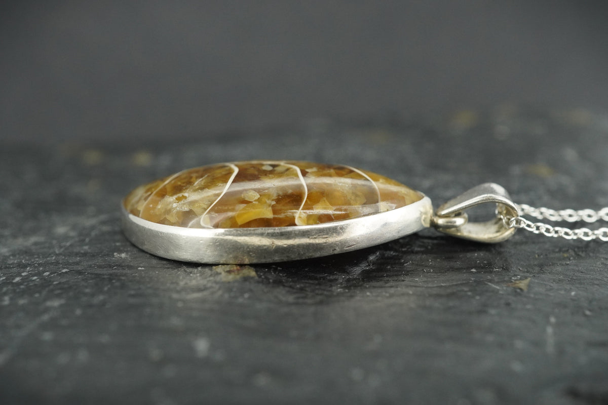 Ammonite Cabochon Sterling Silver Pendant