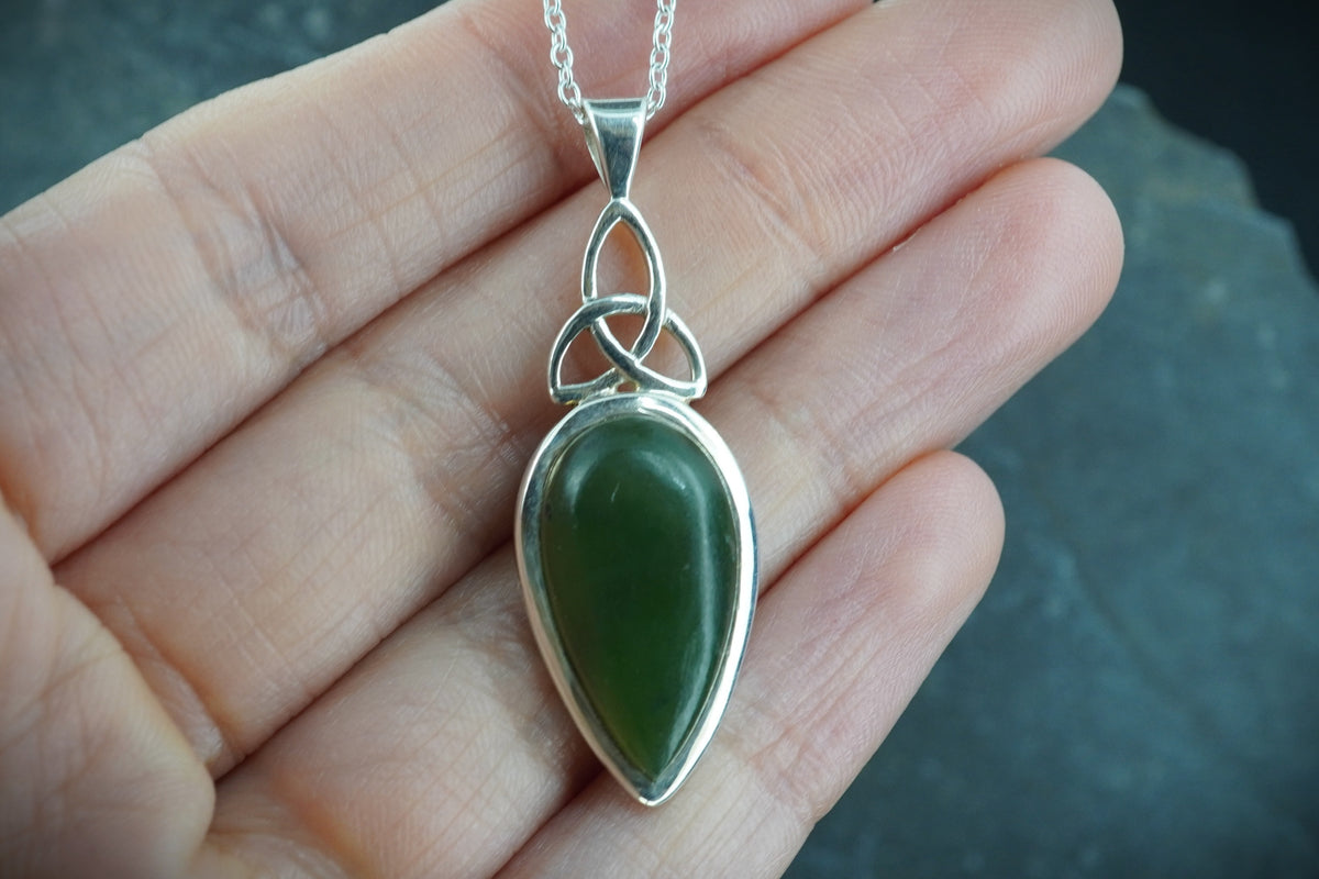 Canadian Jade Sterling Silver Celtic Pendant