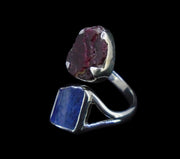 Spessartine Garnet & Blue Kyanite Sterling Silver Adjustable Ring