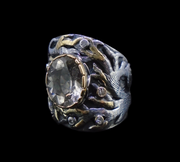 'Freumhan' Perthshire Smoky Quartz & Diamond Scottish Gold & Silver Ring