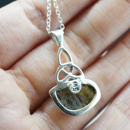 Moldavite Sterling Silver Celtic Pendant