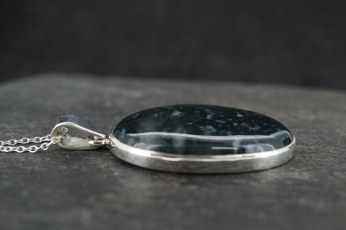 Scottish Moss Agate Sterling Silver Pendant