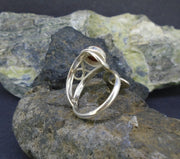 Lewisian & Garnet Celtic Twist Sterling Silver Ring