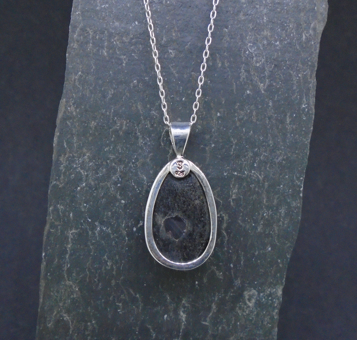 Alaskan Garnet in Mica Sterling Silver Pendant