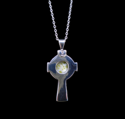 Iona Marble Celtic Cross Sterling Silver Pendant