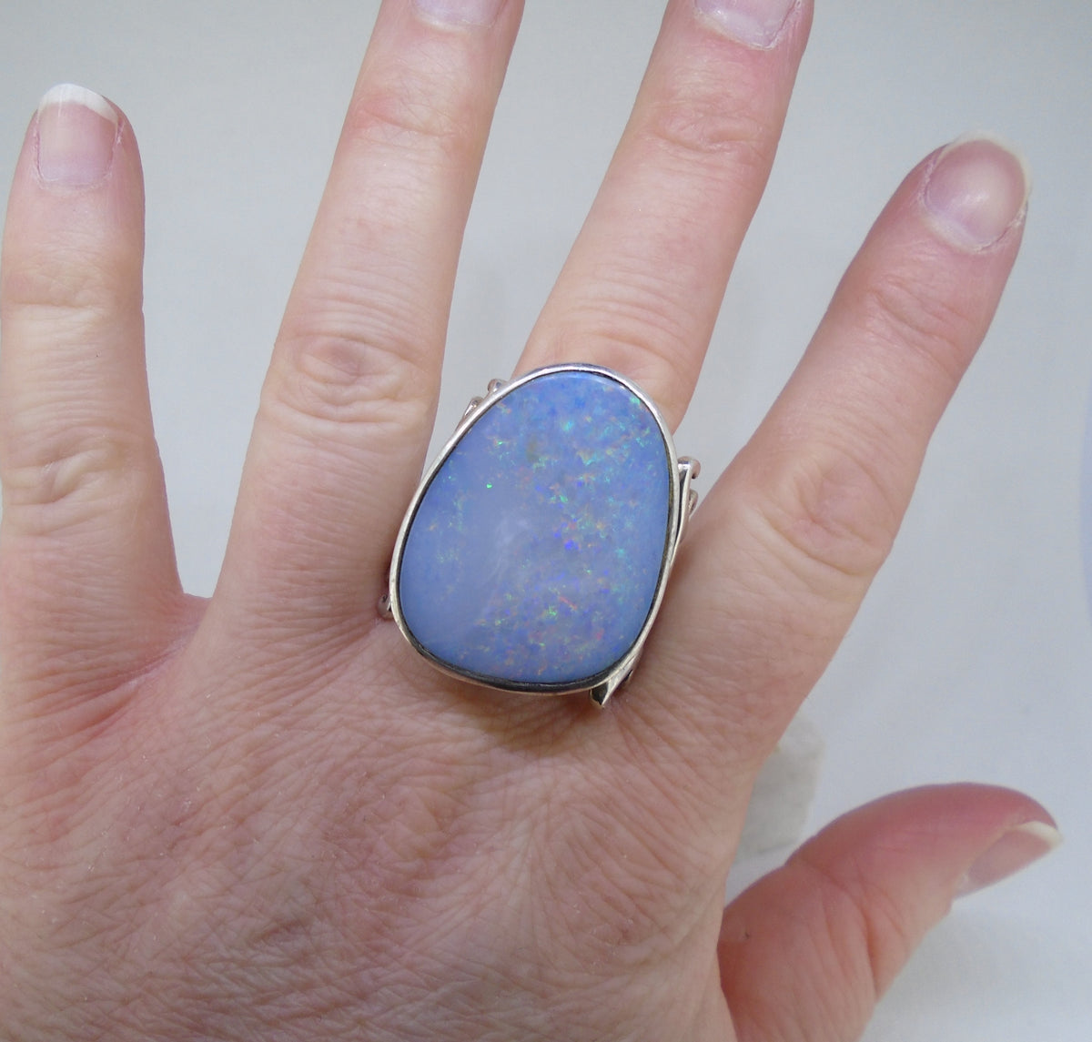Opal Sterling Silver Filigree Ring