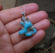 Campitos Natural Turquoise & Pyrite Nugget Sterling Silver Pendant