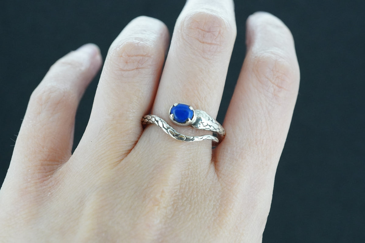 Lapis Lazuli Sterling Silver Serpent Ring