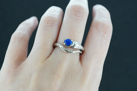Lapis Lazuli Sterling Silver Serpent Ring