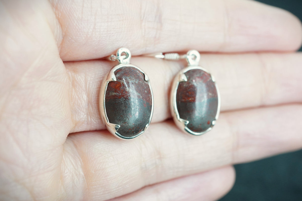 Arthur's Seat Jasper Sterling Silver Oval Drop Earrings