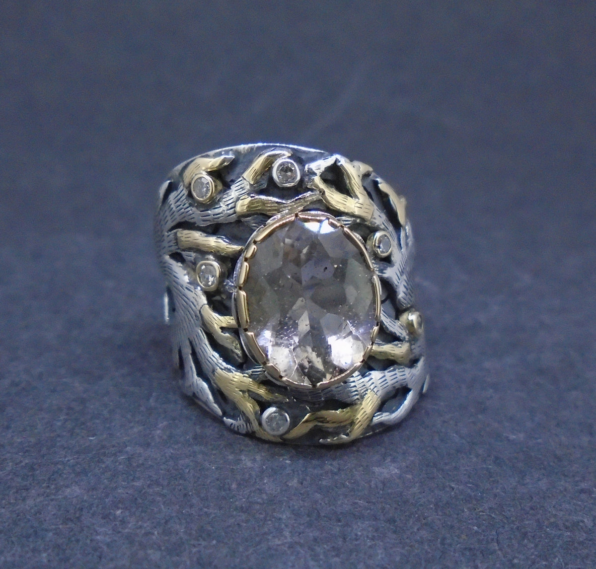 'Freumhan' Perthshire Smoky Quartz & Diamond Scottish Gold & Silver Ring