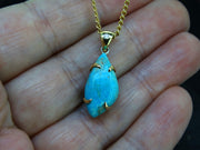 Delicate Rare Cornish Turquoise 18ct Gold and Diamond Pendant