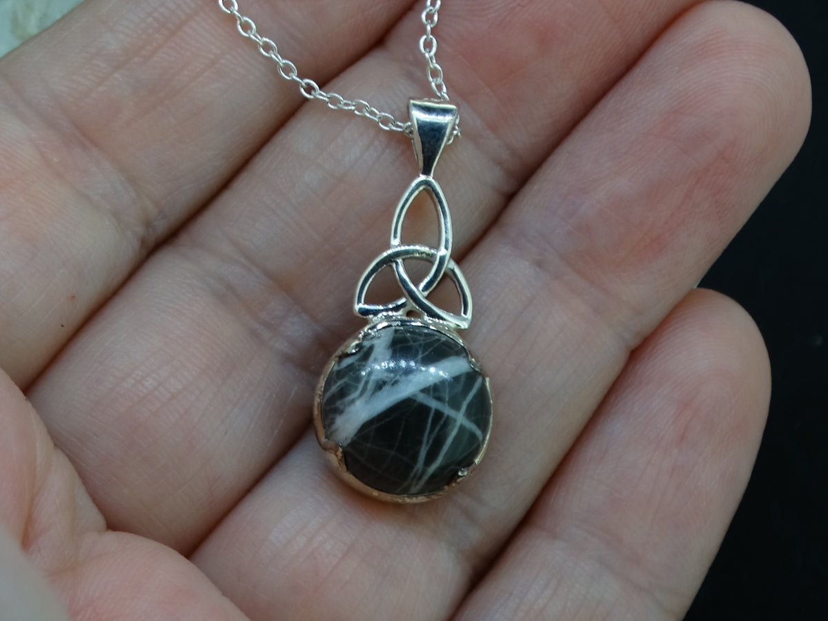 Ullapool Stone Sterling Silver Celtic Pendant
