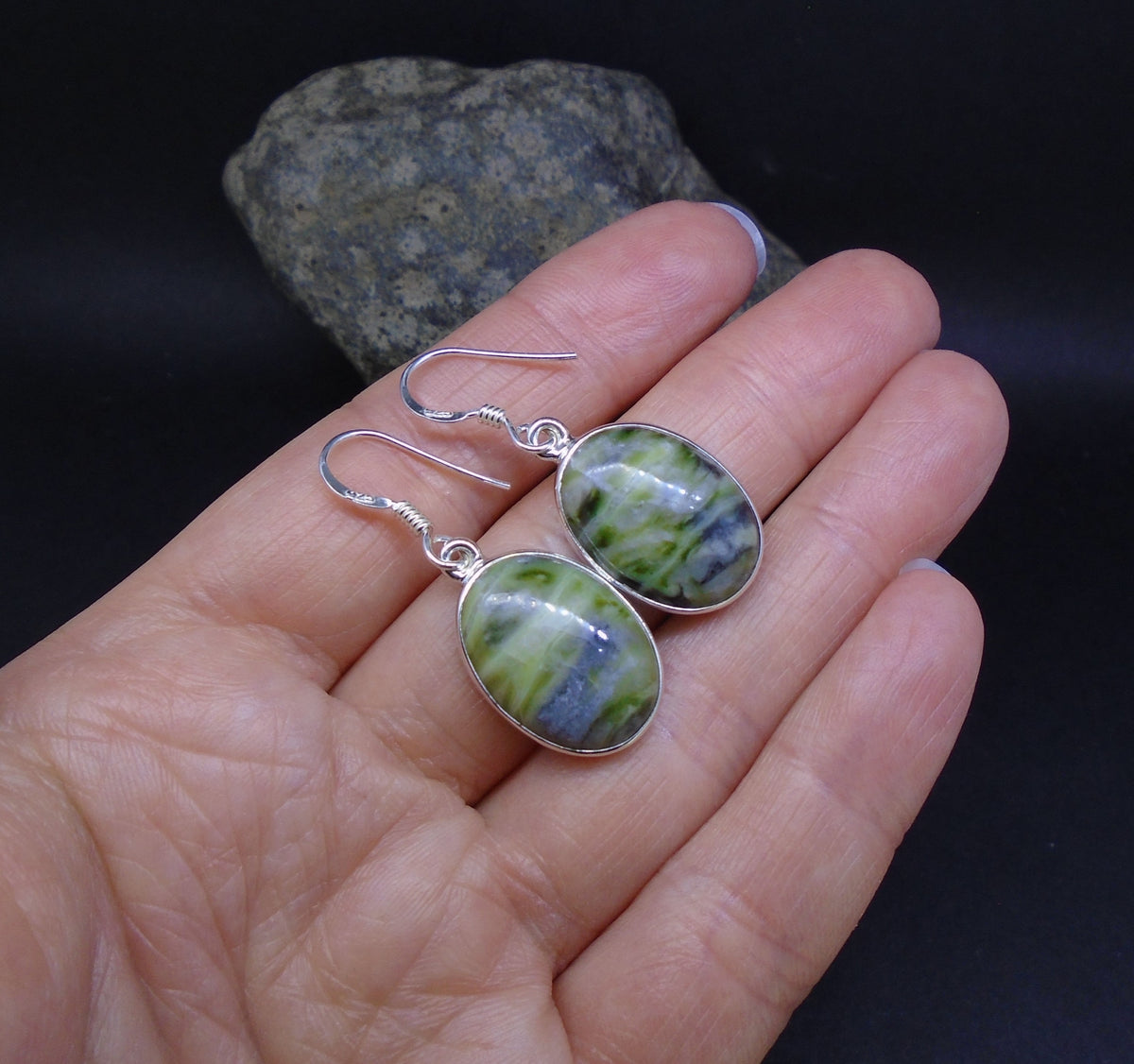 Skye Marble Sterling Silver Oval Earrings
