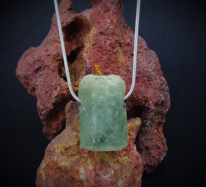 Rough Aquamarine Sterling Silver Necklace