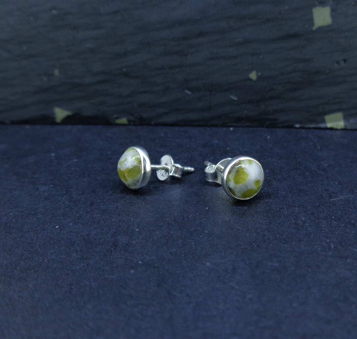 Iona Marble 6mm Sterling Silver Stud Earrings