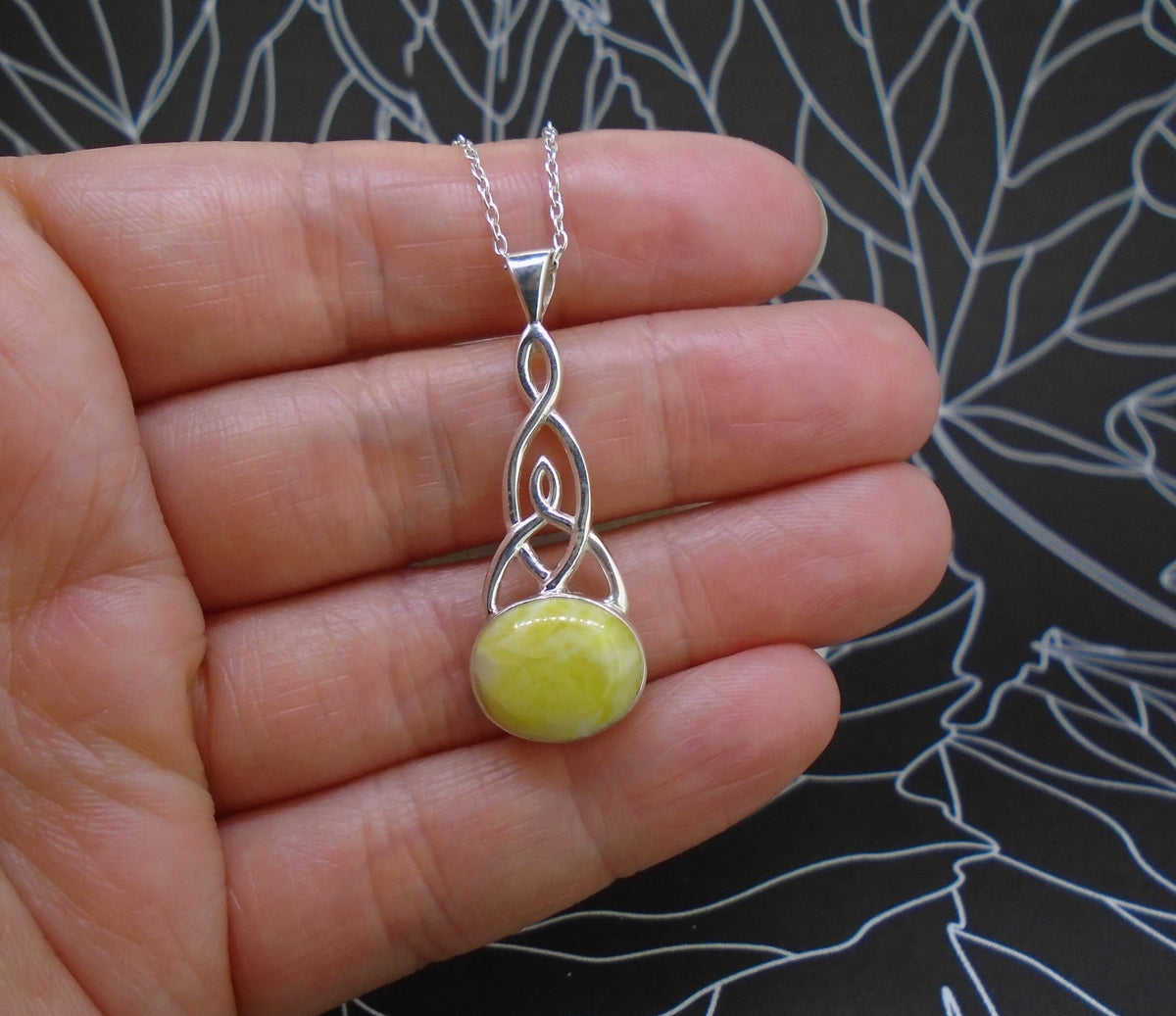 Large Highland Marble Celtic Sterling Silver Pendant