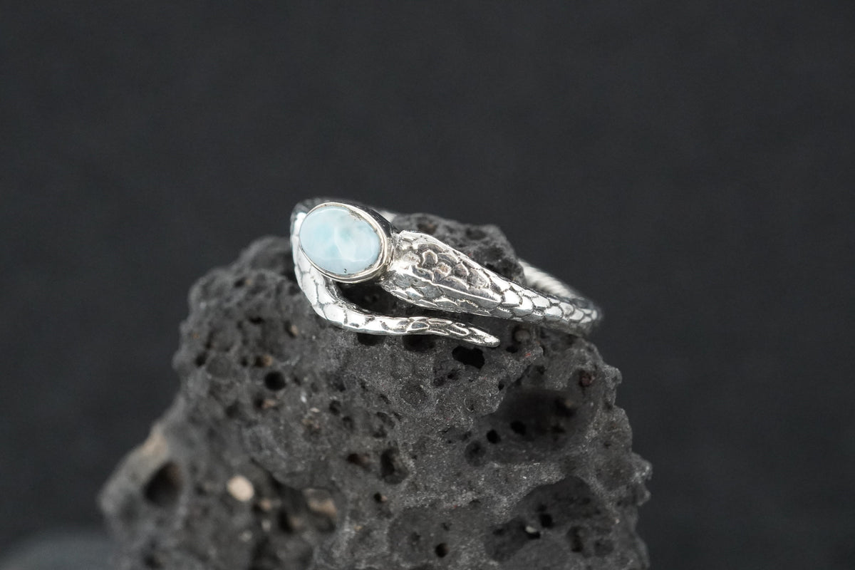 Larimar Sterling Silver Serpent Ring
