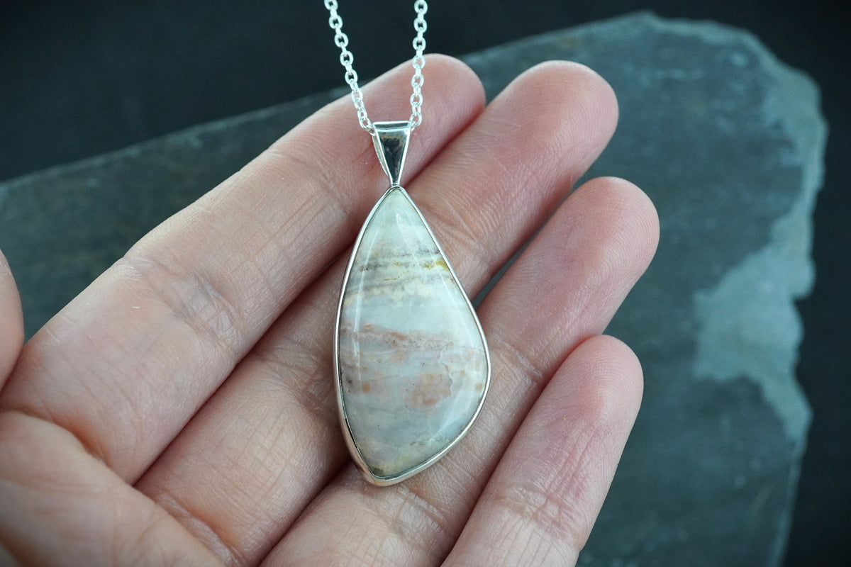Rare Pink Skye Marble Sterling Silver Pendant