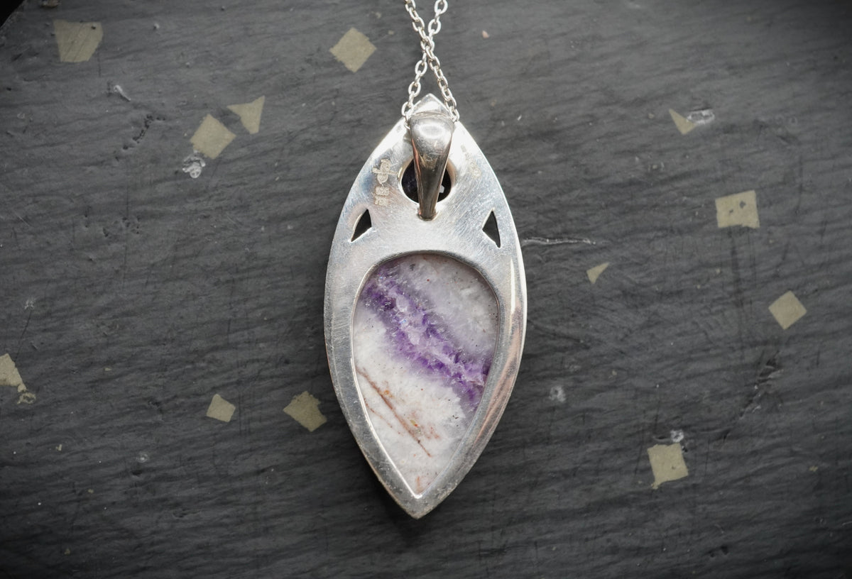 Vein Cornish Amethyst Pendant with 18ct Gold & Sterling Silver