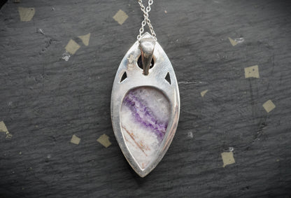 Vein Cornish Amethyst Pendant with 18ct Gold & Sterling Silver