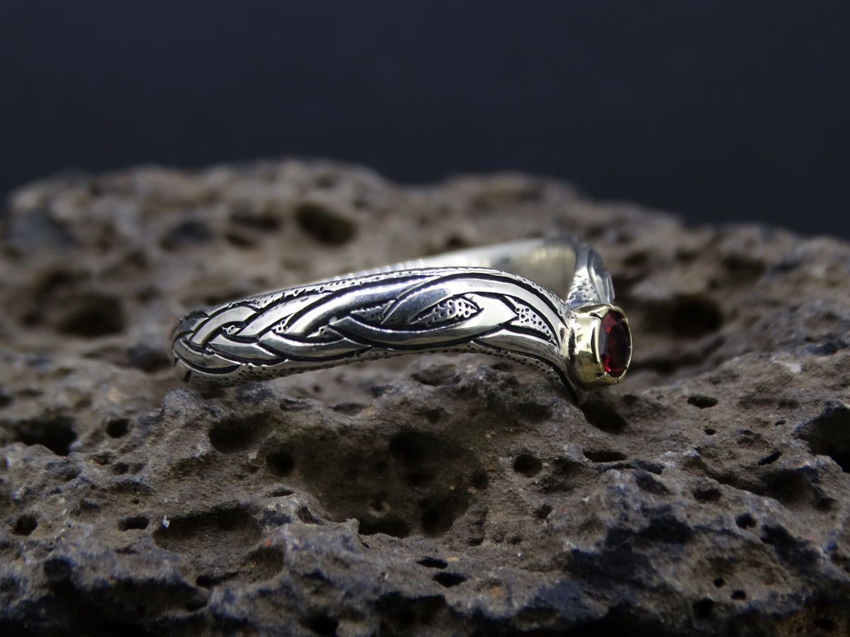 Knoydart Almodie Garnet & Scottish Gold Ring