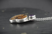 Ammonite & Amethyst Sterling Silver Pendant