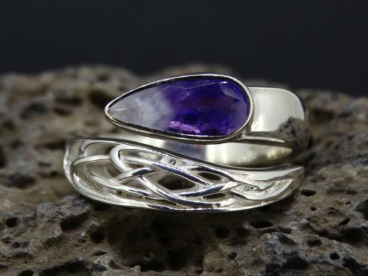 Amethyst with Quartz Sterling Silver Wrap Ring