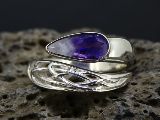 Amethyst with Quartz Sterling Silver Wrap Ring
