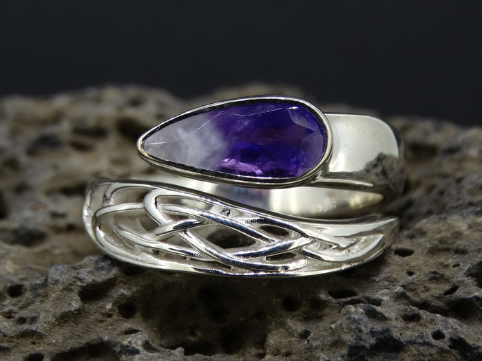 Amethyst with Quartz Sterling Silver Wrap Ring